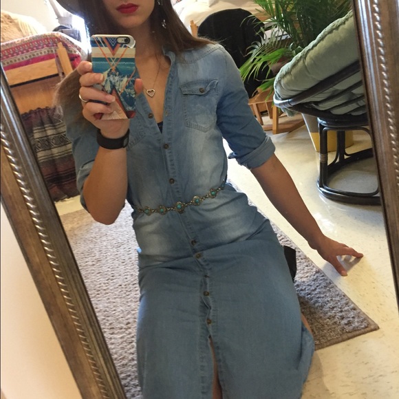 Button Down Chambray Midi Dress - Picture 2 of 2