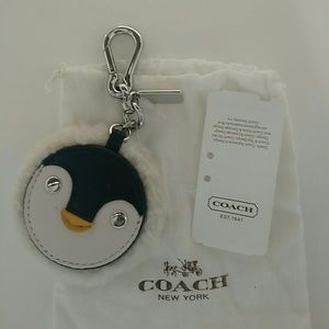 COACH FURRY PENGUIN KEYFOB SILVER HARDWARE F64753