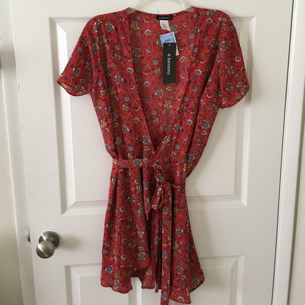 Red wrap dress