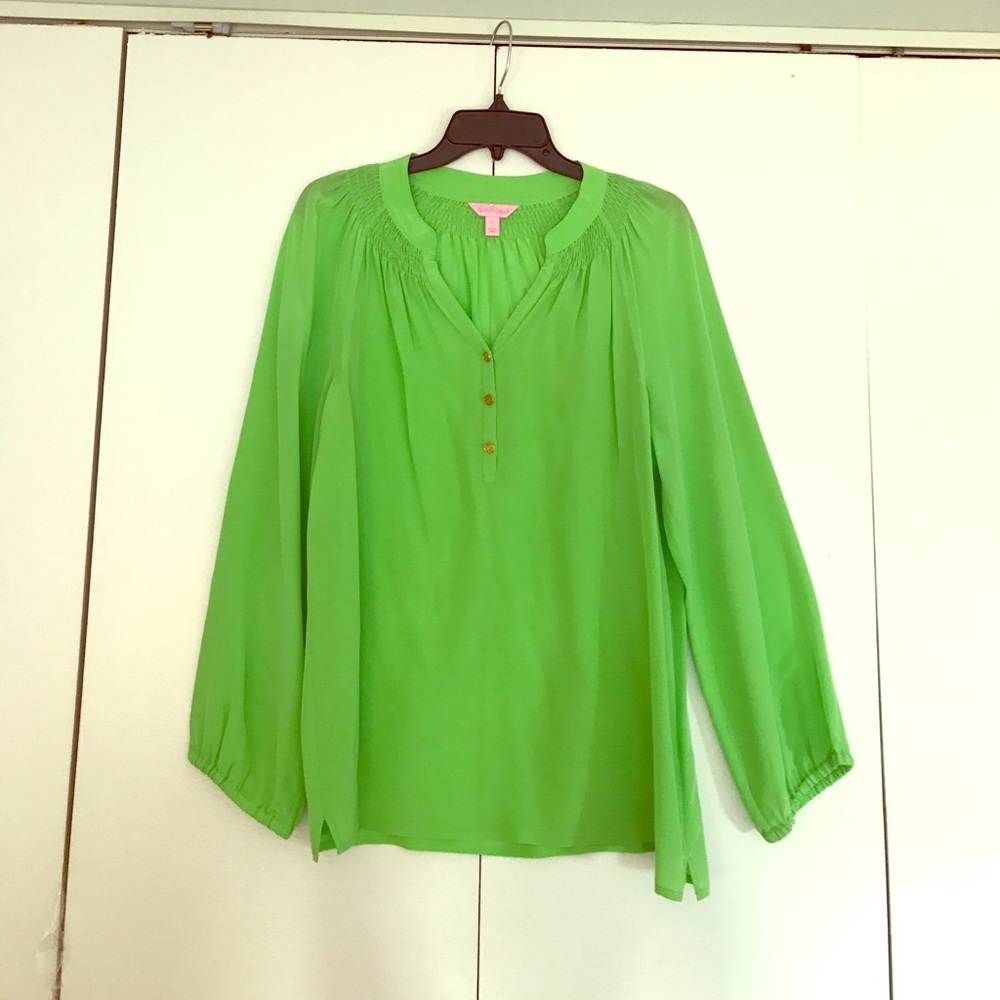 Lilly Pulitzer lime green long sleeve blouse
