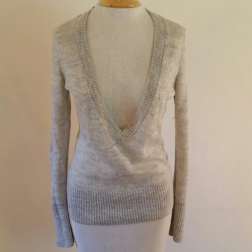 Express Silver Metallic Knit Top