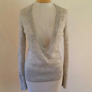 Express Silver Metallic Knit Top