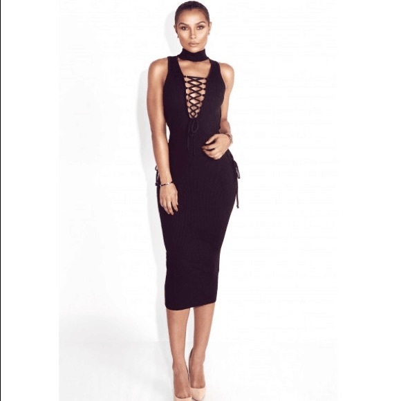 NWT Laced Socialite Black Bandage Dress - Picture 2 of 4