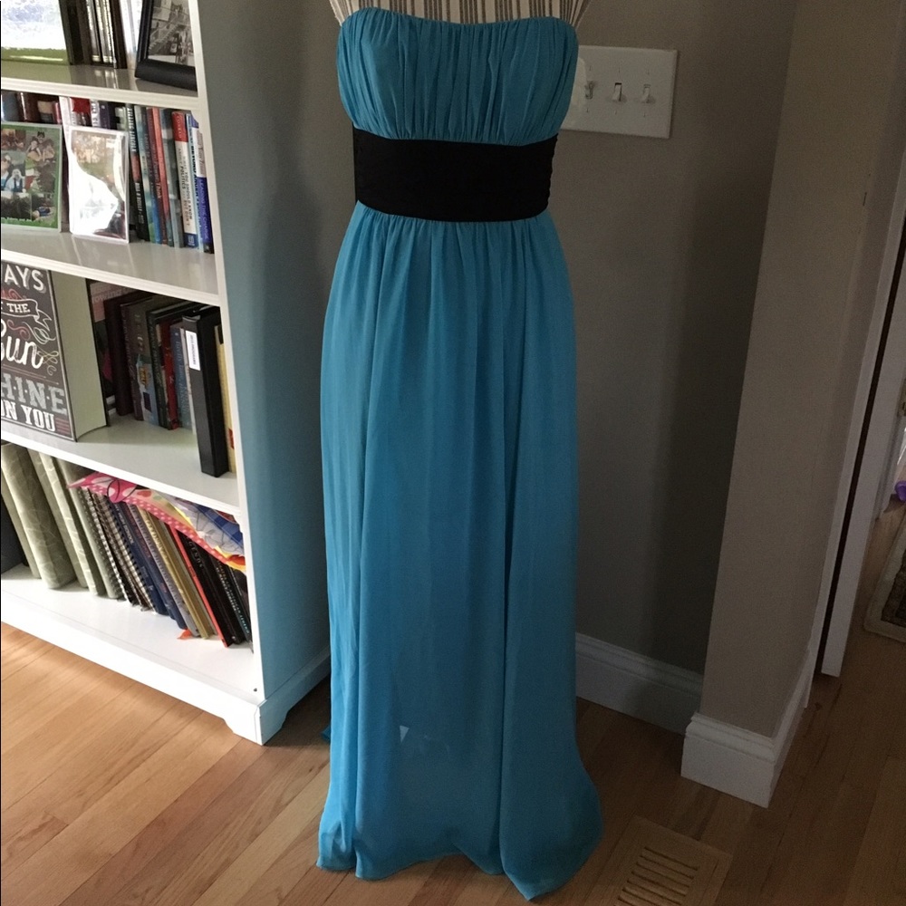 Strapless Blue Prom Dress
