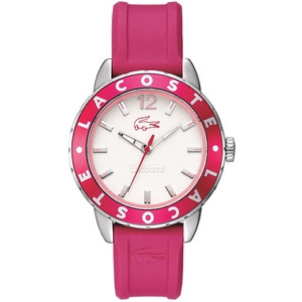 Lacoste 'Rio' Silicone Strap Watch Pink