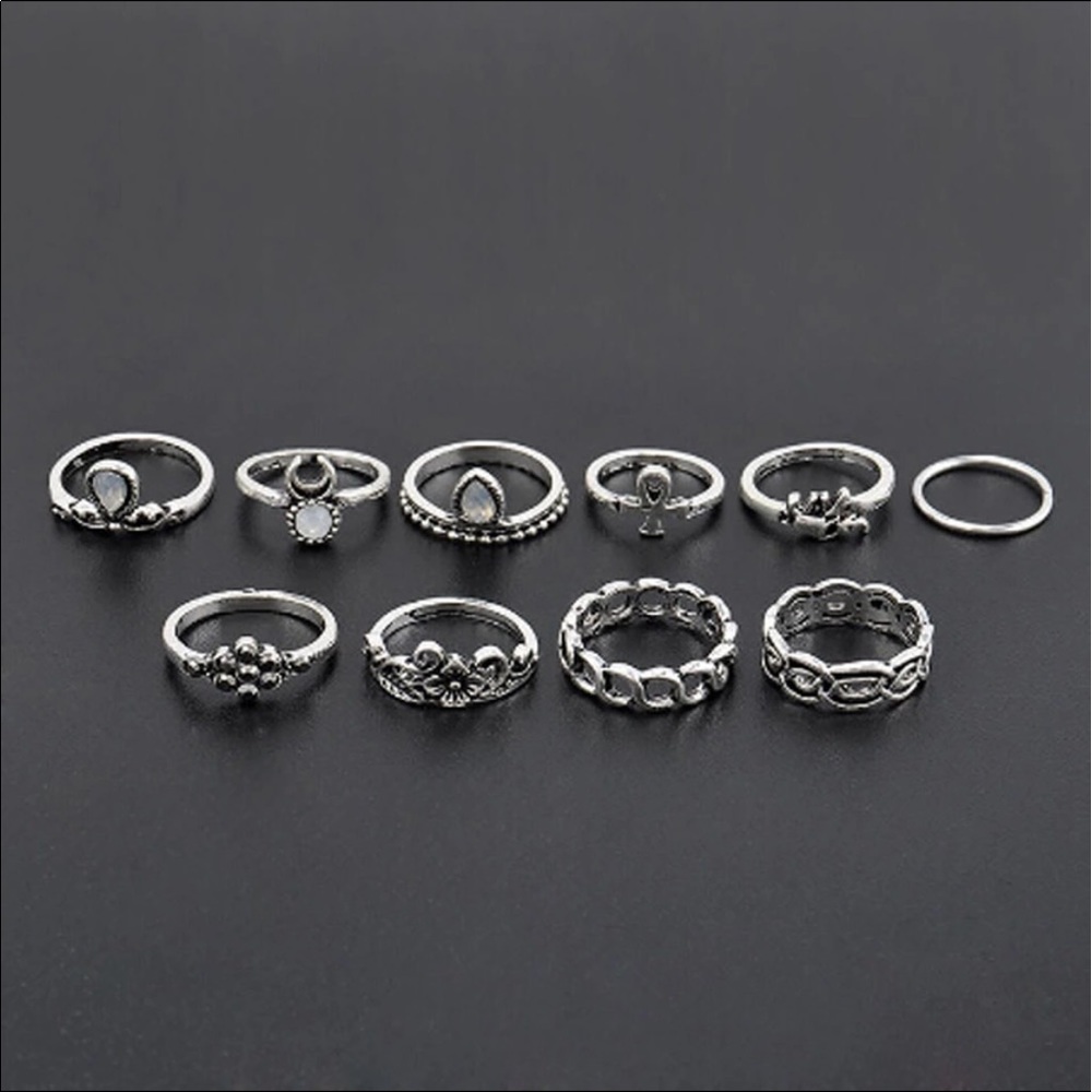 ✨Set Midi rings silver boho summer beach chic - Picture 2 of 2