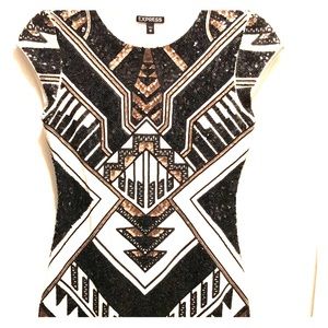 Express deco sequin embellished cap sleeve sheath
