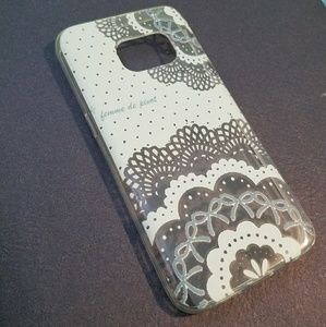 Galaxy S7 Clear Case-Mint Green Lacey Design