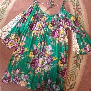Floral open shoulder dress