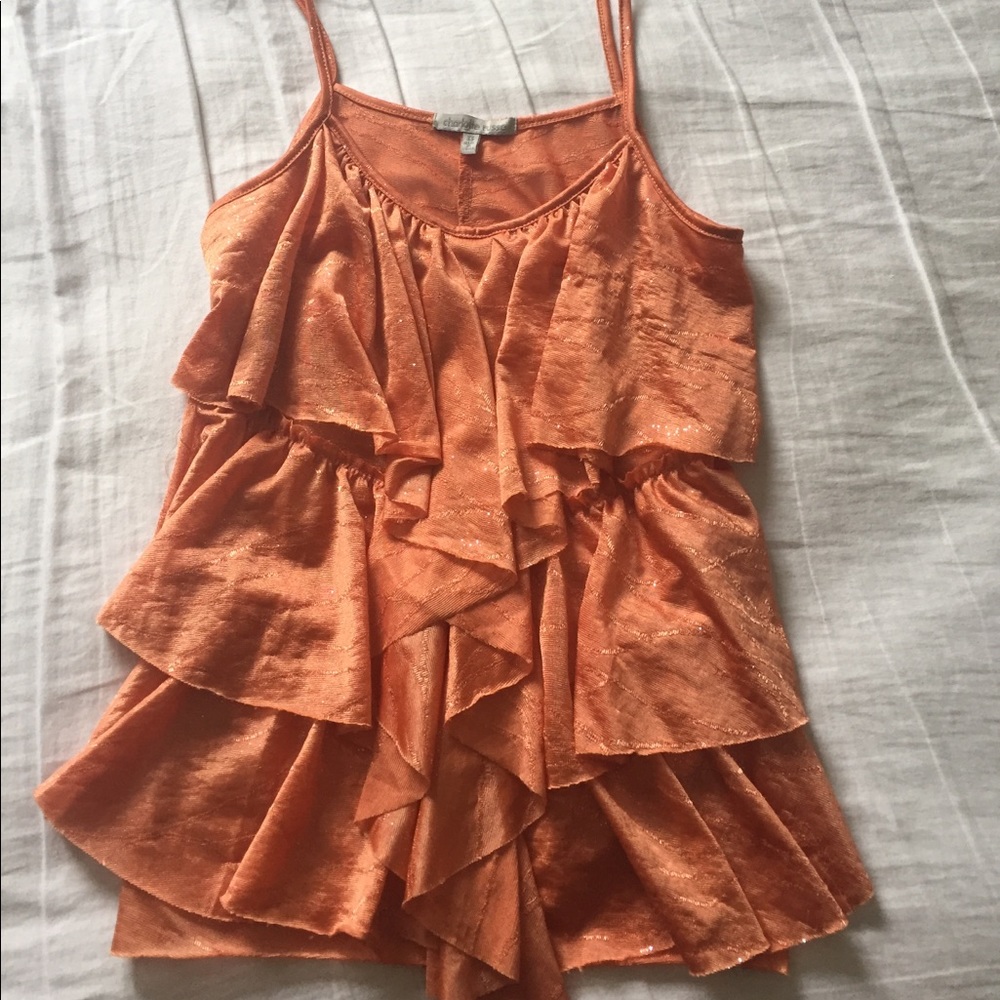 Peach ruffle top
