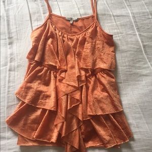 Peach ruffle top