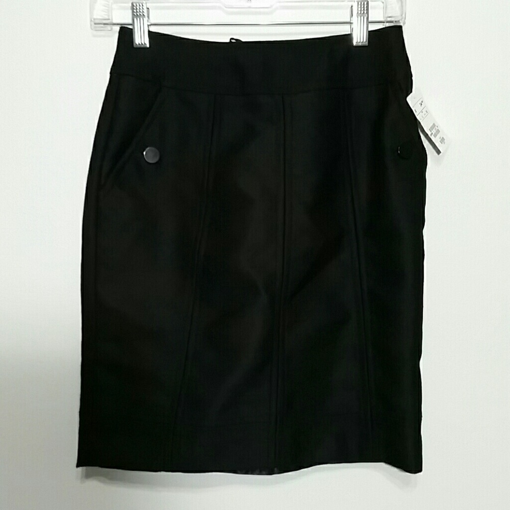 H&M Pencil Skirt Black Wool Size 2 NWT Pockets