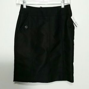 H&M Pencil Skirt Black Wool Size 2 NWT Pockets