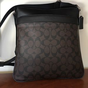 Mahogany/black Signature C, med. Coach crossbody.