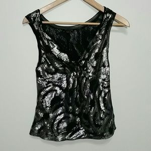 The Limited Silk Sleeveless Top XS Silver Black