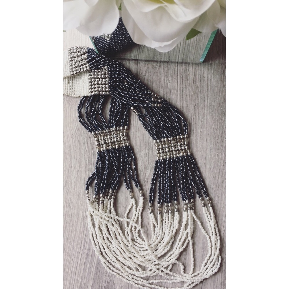 Long Marrakesh beaded statement necklace