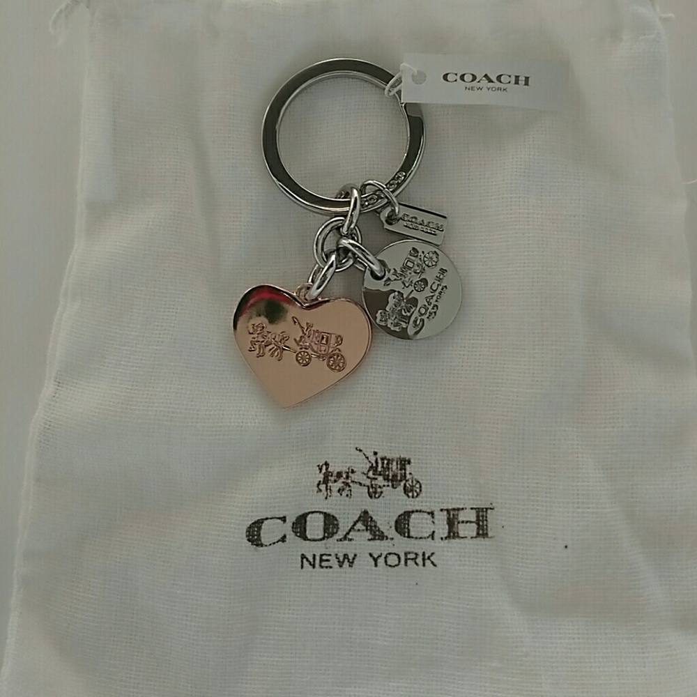 NWT Coach Horse n Carriage Logo Rose Gold Keychain