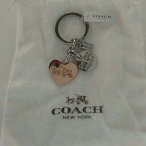 NWT Coach Horse n Carriage Logo Rose Gold Keychain