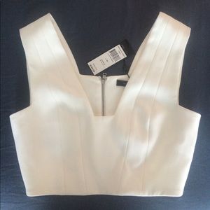 NWT white bcbg zip up crop top
