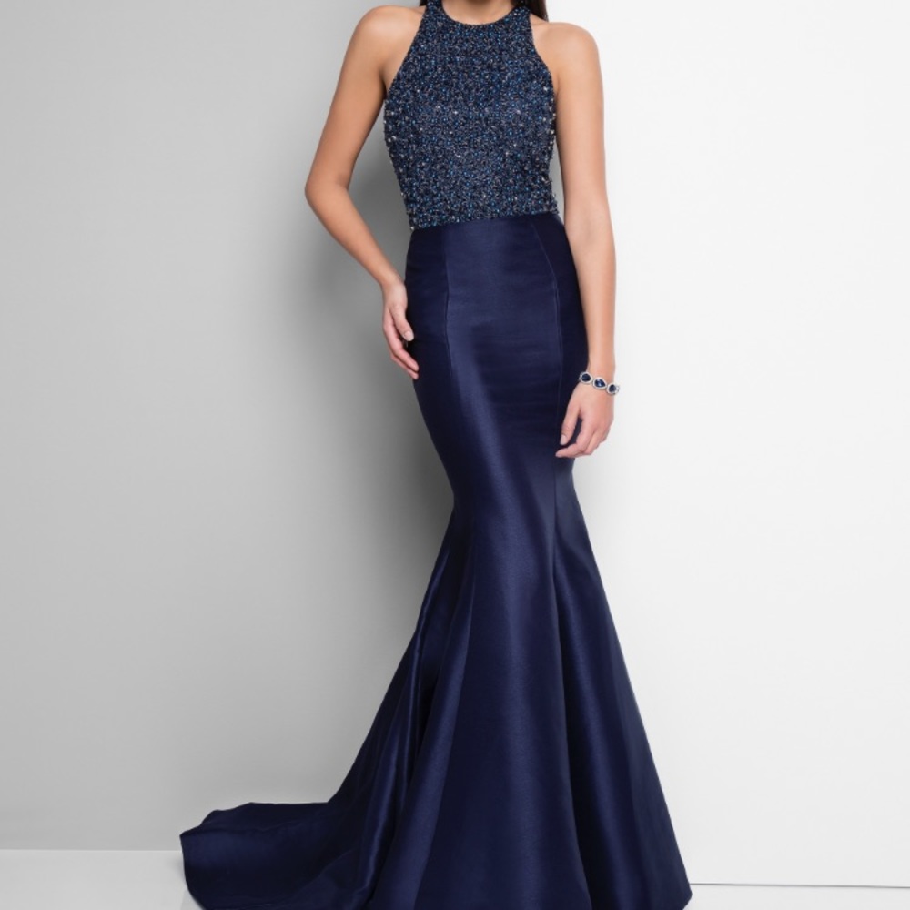 Navy Blue Terani Prom Dress