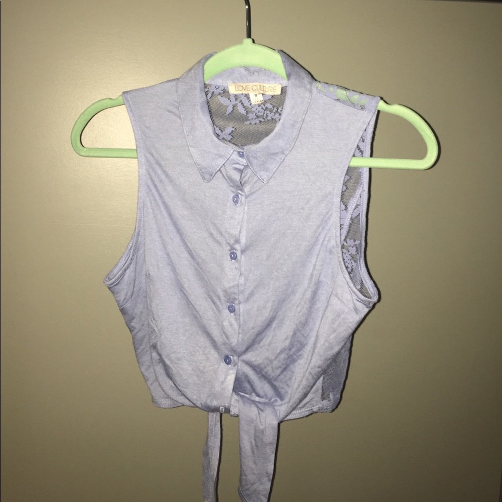 front tying button up sleeveless blouse