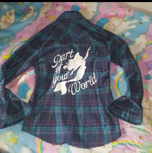 Hot Topic Mermaid Plaid Flannel Top