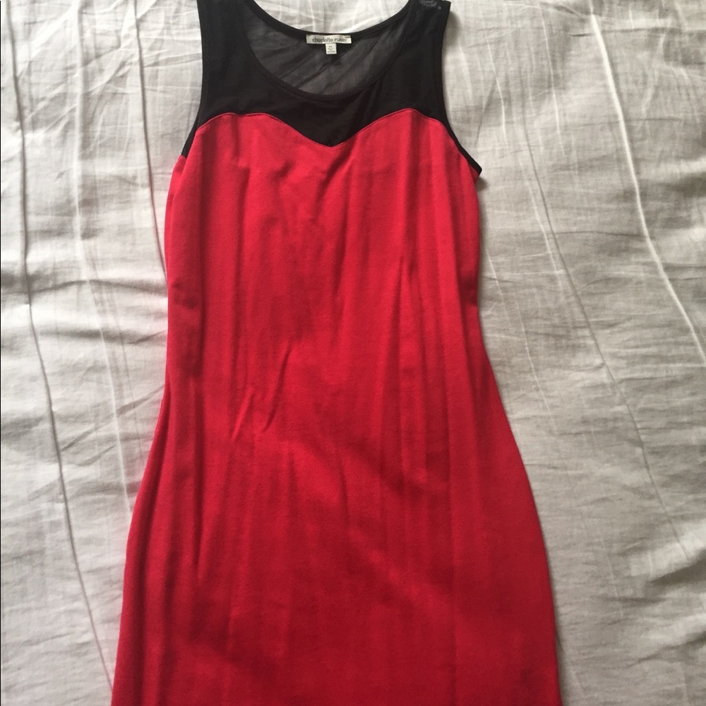 Red mesh bodycon dress