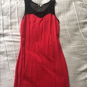 Red mesh bodycon dress