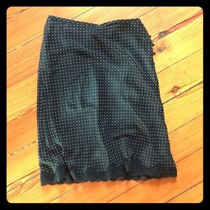 BCBG MaxAzaria black/white dots silk/lace skirt