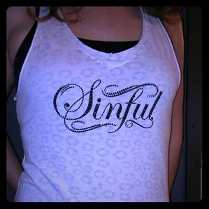 Sinful V Neck Tank. Size Medium