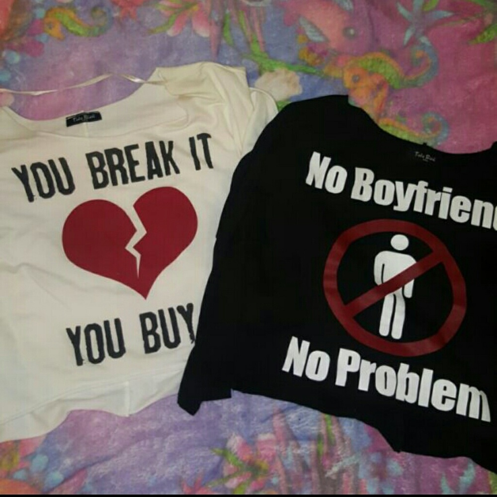 Cute Conversation Crop Tops Heart Love
