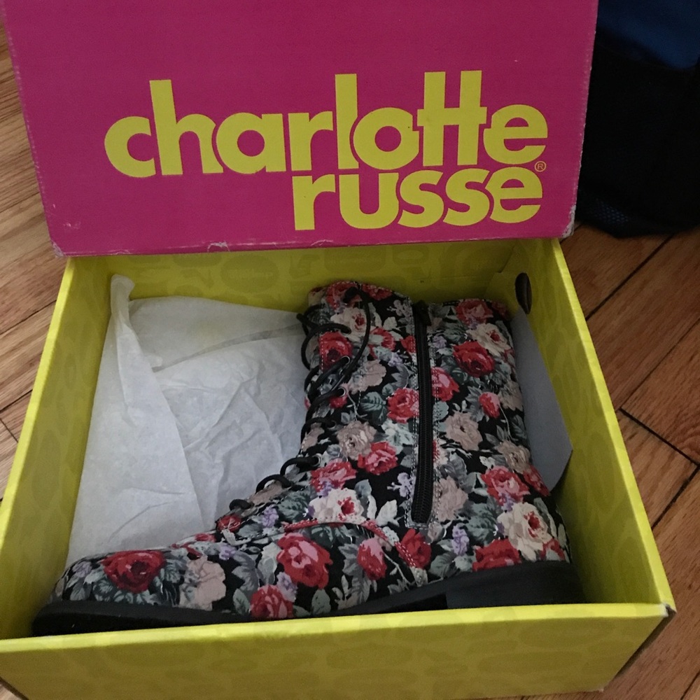 Floral combat boots