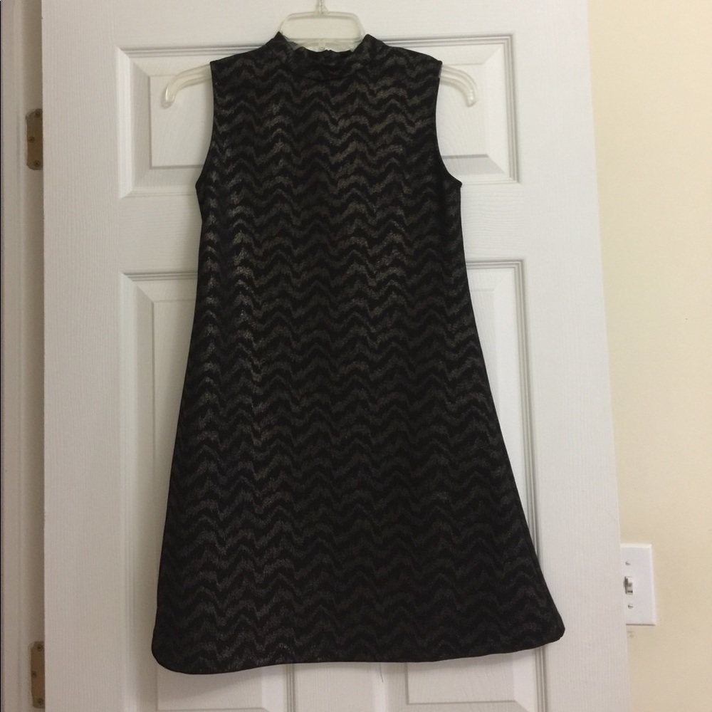 🌠(2/$15) Mock Neck Metallic A-Line Shift Dress