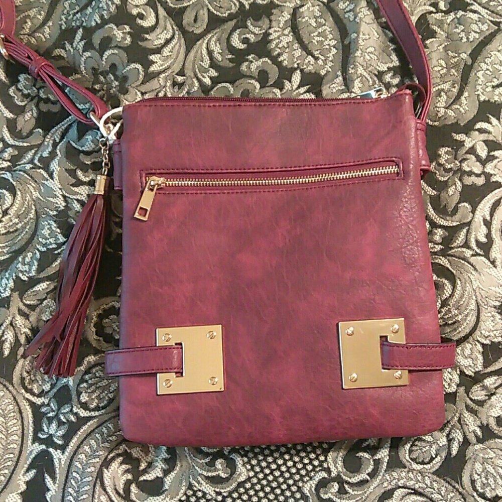 Maroon and Gold satchel purse