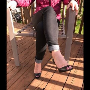 Enzo Angiolini Merryann Leather Open Toe Pumps