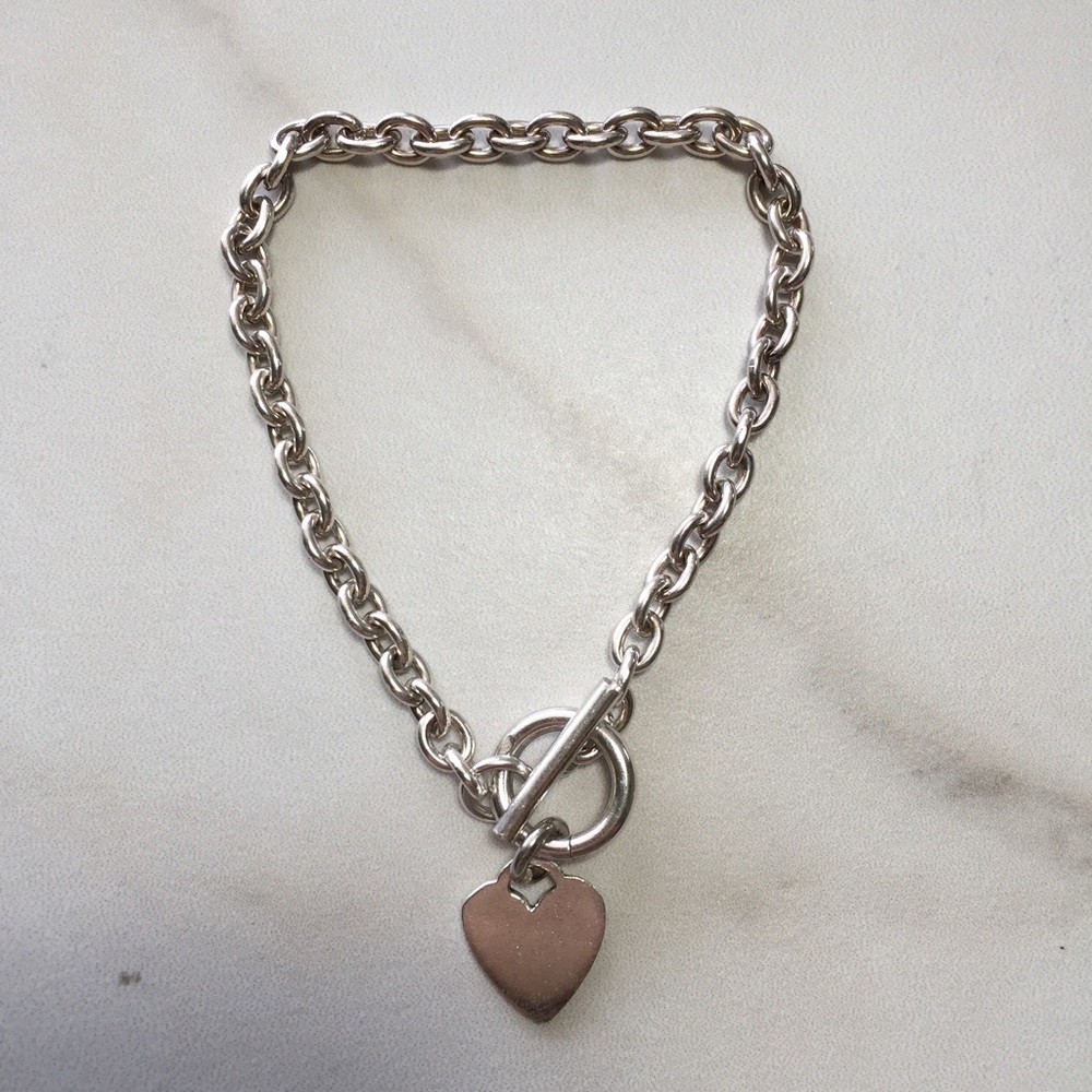 Vintage Sterling Silver Heart Bracelet, 8 InchesL