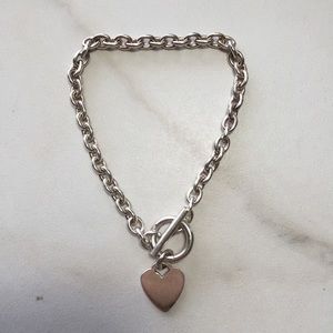 Vintage Sterling Silver Heart Bracelet, 8 InchesL