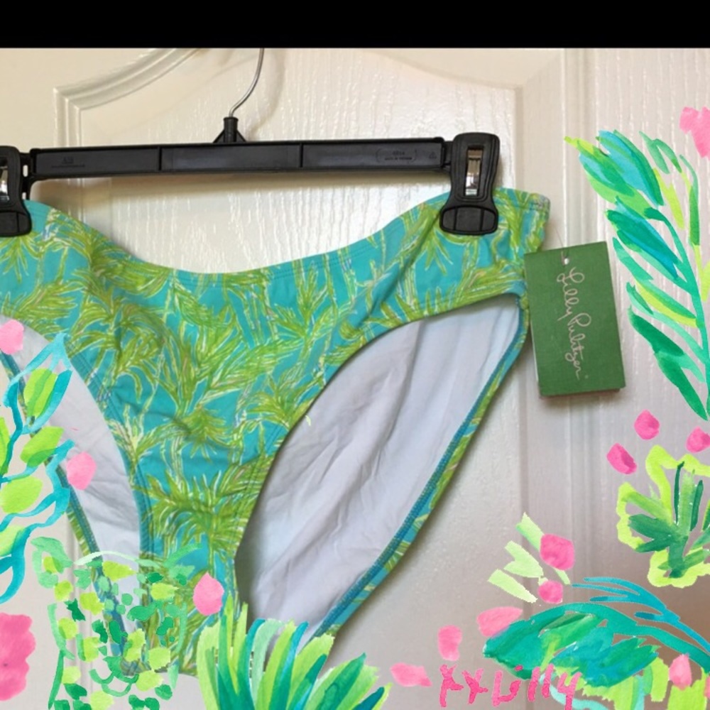 NWT Lilly Pulitzer green blue palm swim bottoms