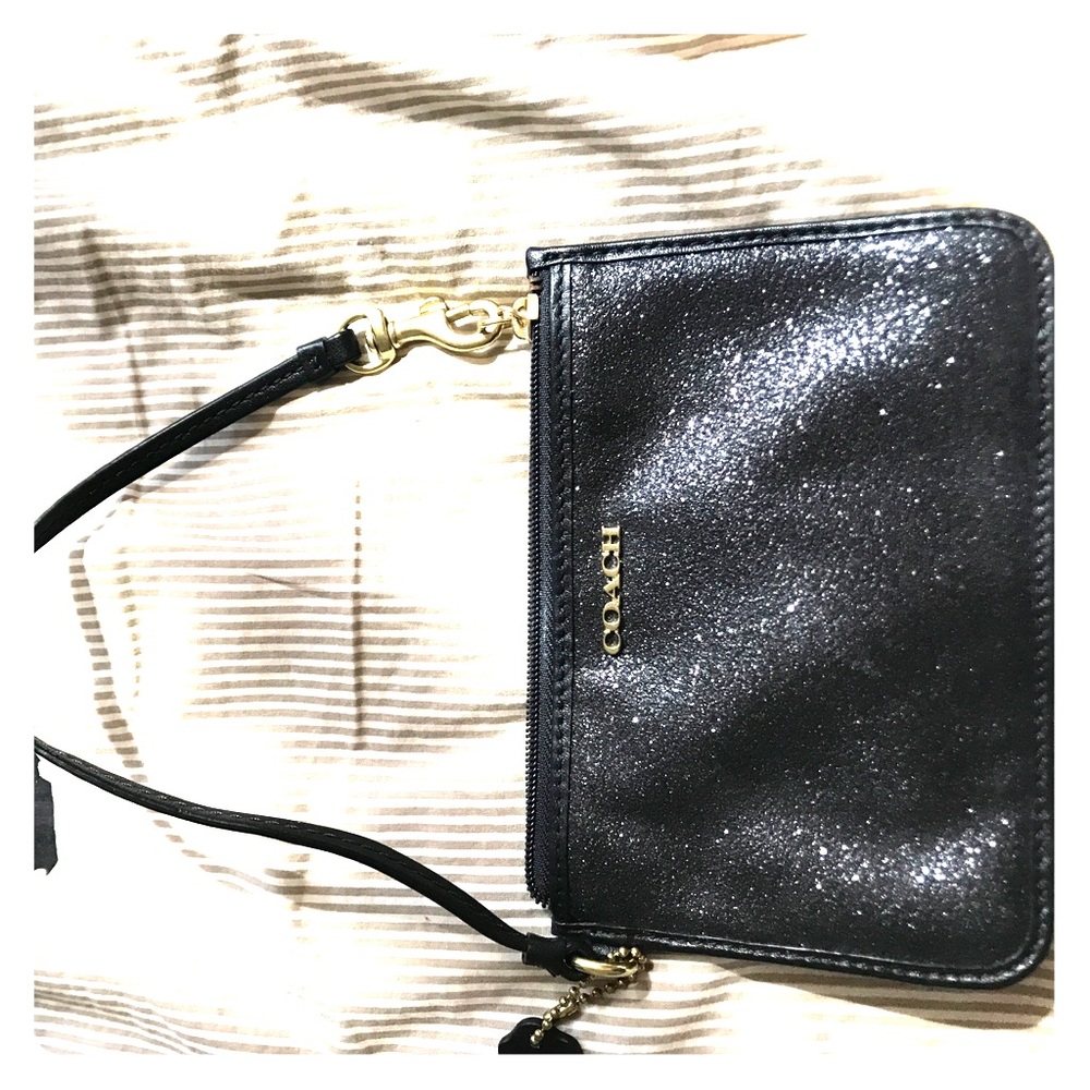 Authentic Coach Black sparkle wristlet