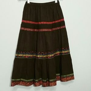 Summer Skirt Vintage Style Long XS Patterns Print