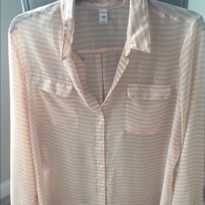 Peach striped button down