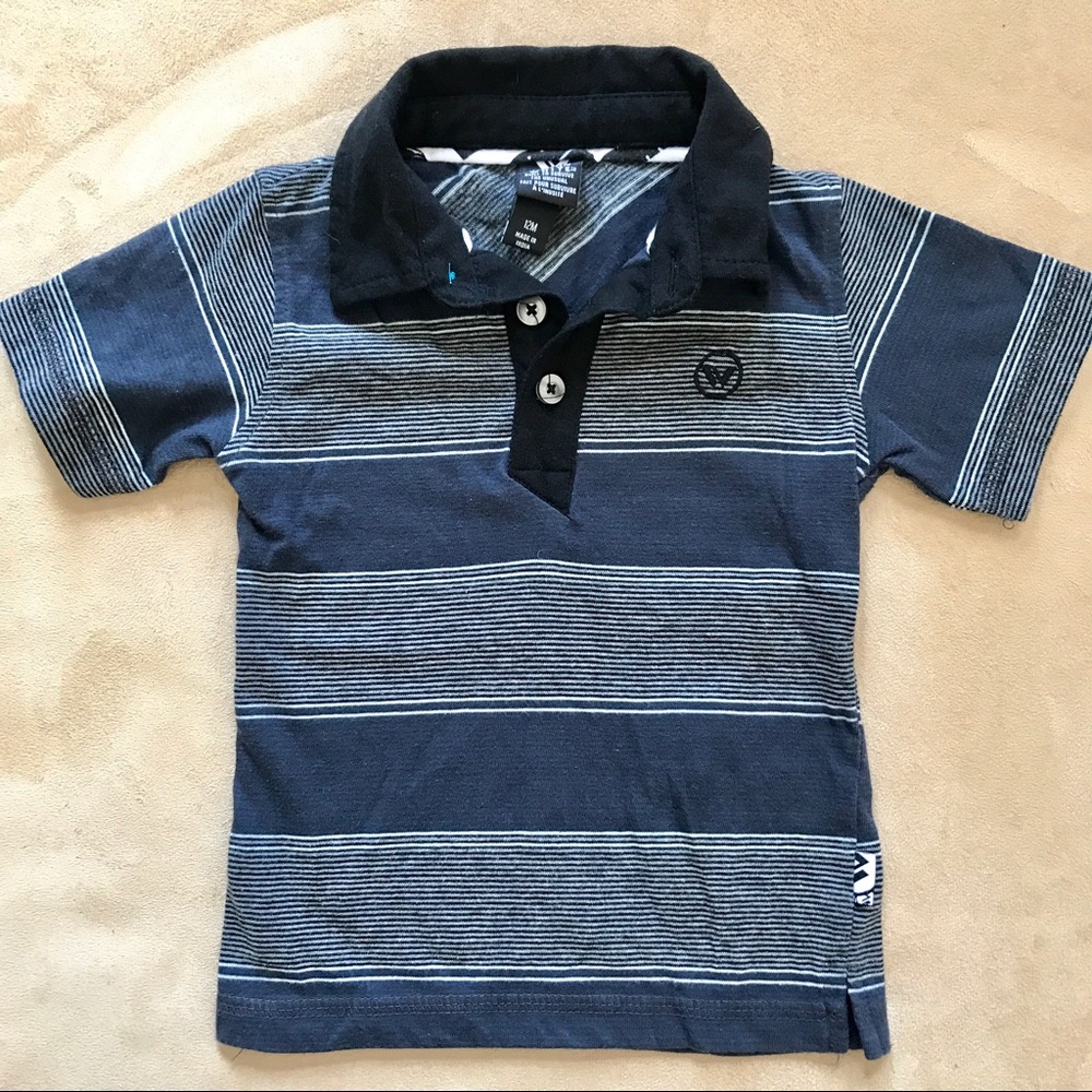 Short Sleeve Striped Polo Shirt (Boys 12 Months)