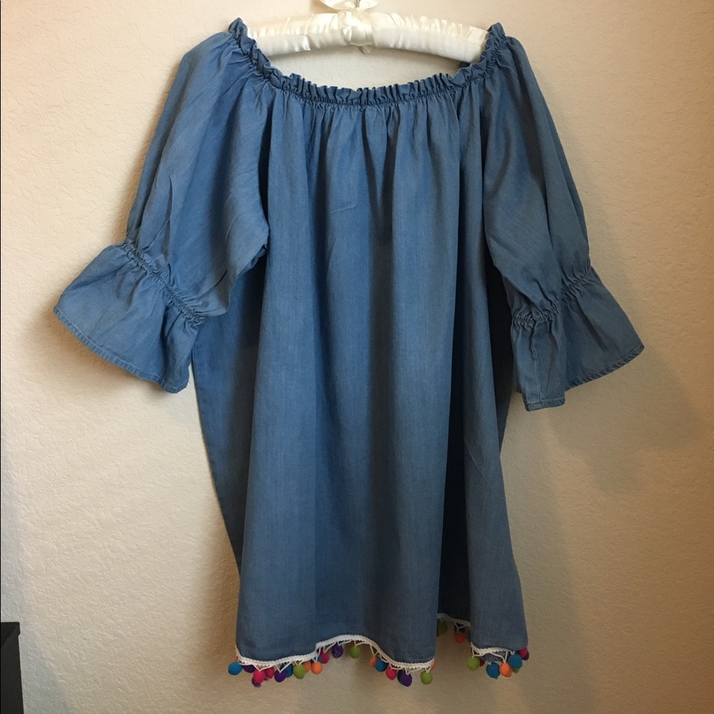 Chambray Off the shoulder Dress