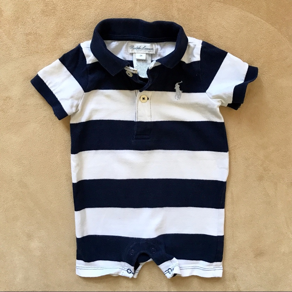 Ralph Lauren Striped Polo Romper (Boys 3 Months)