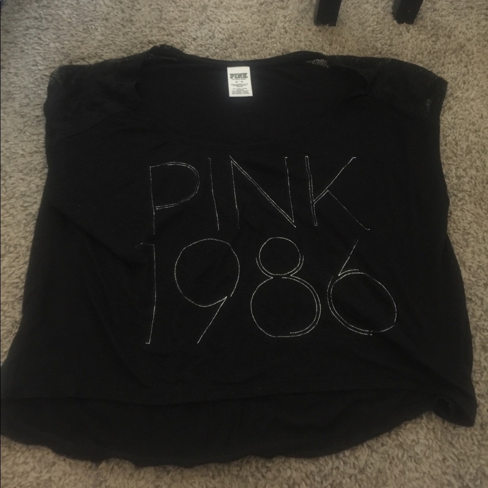 PINK Victoria Secret black t shirt crop top