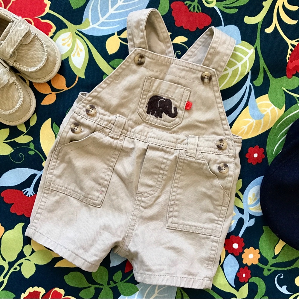 Carter's Khaki Shorts Bib Overalls (Boys 3 Months)
