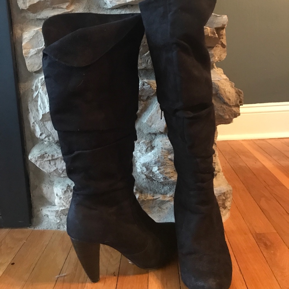 Knee high suede boot.