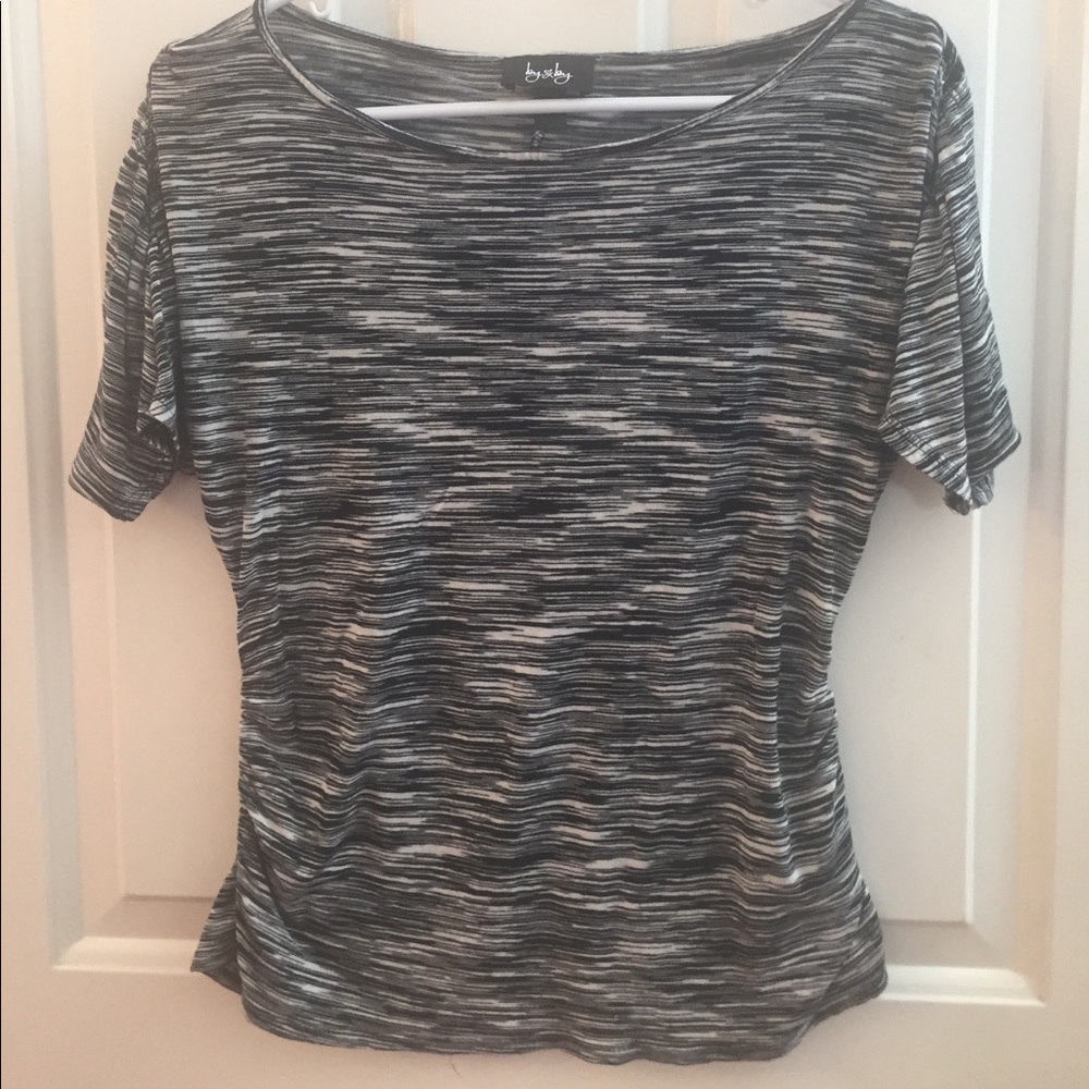 Black and white blouse.