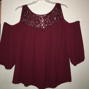 OPEN SHOULDER MAROON BLOUSE❤️