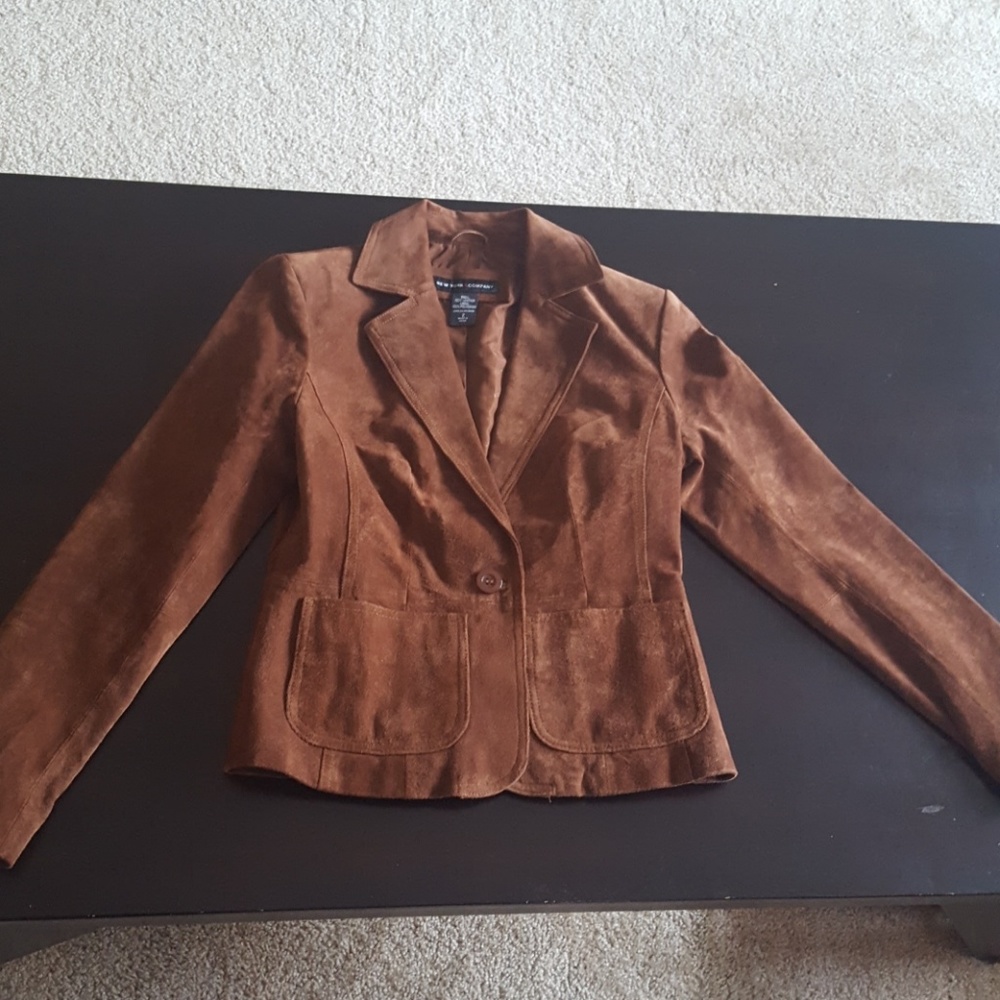 100% Leather Brown Suede Leather Jacket - Size 2
